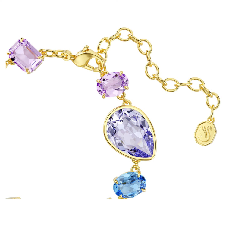 Gema bracelet Mixed cuts, Multicolored, Gold-tone plated